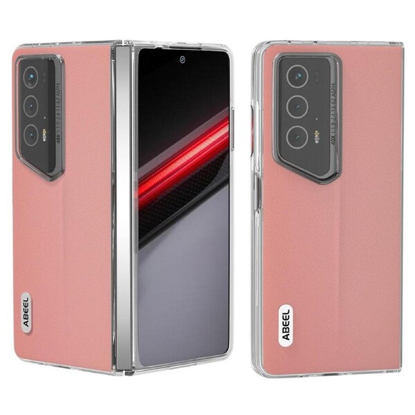 ABEEL For Honor Magic V2 RSR Porsche Design Case Genuine Cow Leather+PC Phone Cover Wave Texture