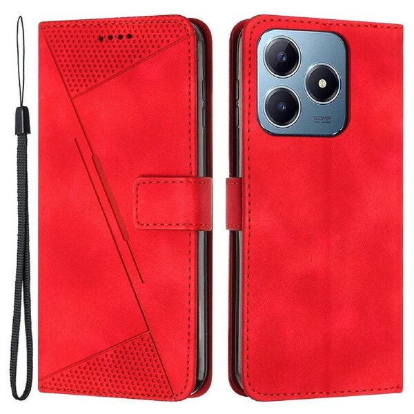 For Realme C63 4G/C61 4G/Note 60 Case Triangle Leather Phone Cover Stand Wrist Strap