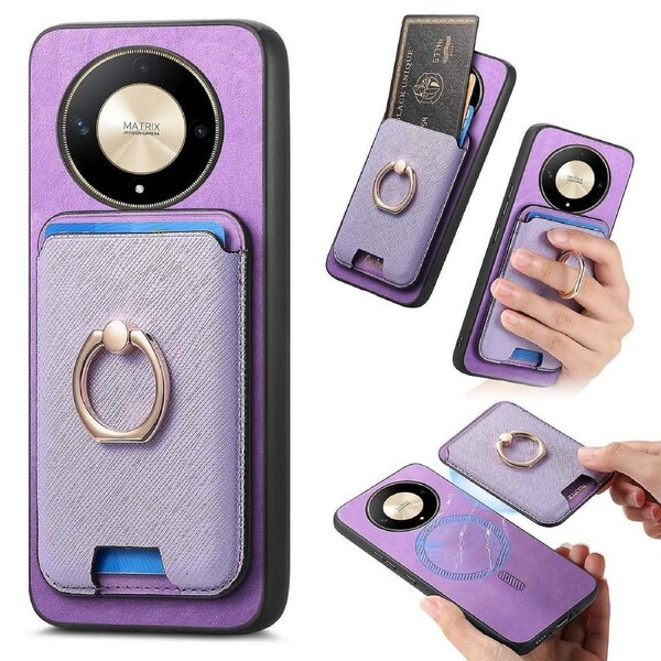 B3 For Honor X9b 5G/Magic6 Lite 5G ic Case Kickstand Leather Coated TPU Phone Cover