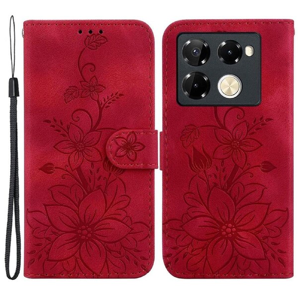 For Infinix Note 40 Pro 5G/Note 40 Pro+ Case Lily Flower PU Leather Stand Phone Cover