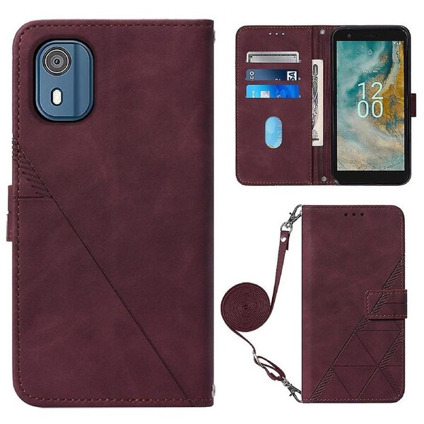 Imprinting Series-2 For Nokia C02 (TA-1522) Imprinted Lines PU Leather Wallet Case Phone Stand Cover