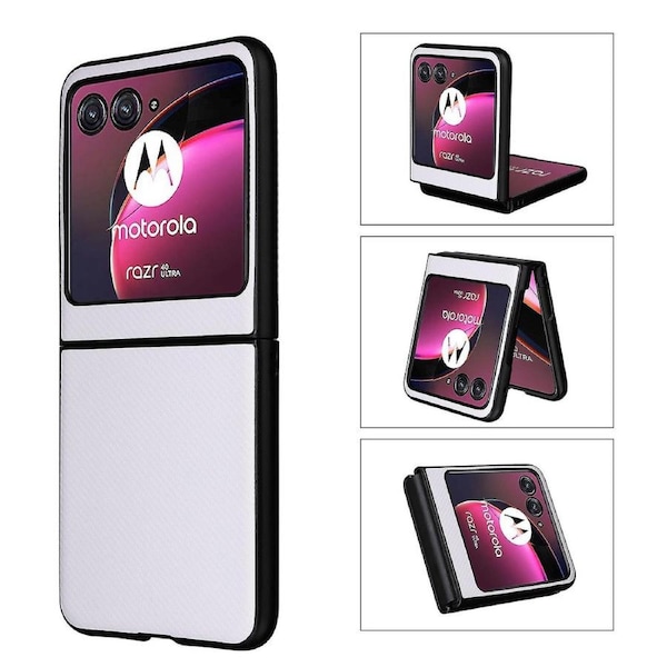 For Motorola Razr 40 Ultra 5G Carbon Fiber Texture Phone Case PU Leather Coated PC Cover