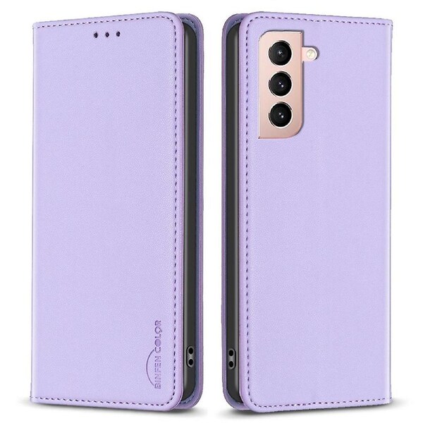 BINFEN COLOR BF18 for Samsung Galaxy S21 4G/5G PU Leather Stand Phone Case Card Slots Phone Cover