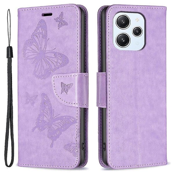 For Xiaomi Redmi 12 4G Anti-Dust Stand Wallet Phone Flip Case Butterfly Imprinted Leather Cover