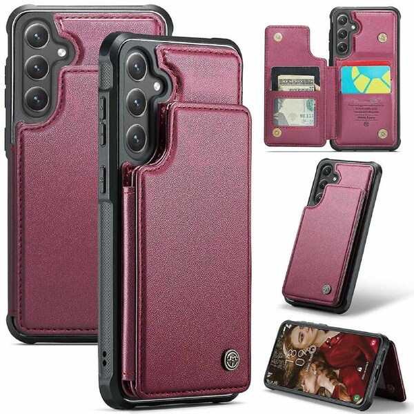 CASEME C22 Series For Samsung Galaxy S24 Case RFID Blocking Leather Phone Cover with 3 Card Slots