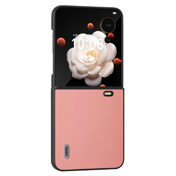 ABEEL For Honor Magic V Flip 5G Case Wave Texture Genuine Cow Leather+PC Phone Cover