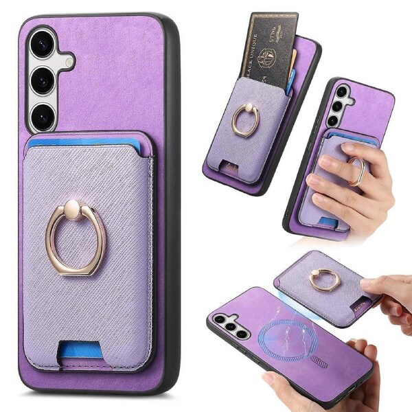 B3 For Samsung Galaxy S24+ ic Case Ring Kickstand Card Holder Phone Cover
