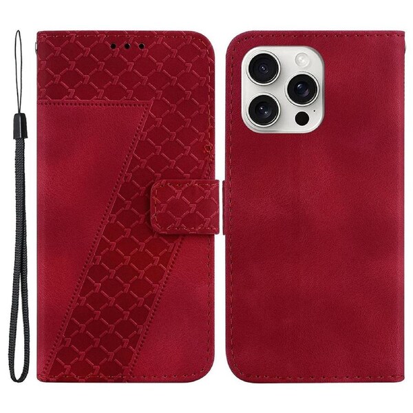 For iPhone 16 Pro Max Case 7-Shaped Pattern Leather Shockproof Phone Cover