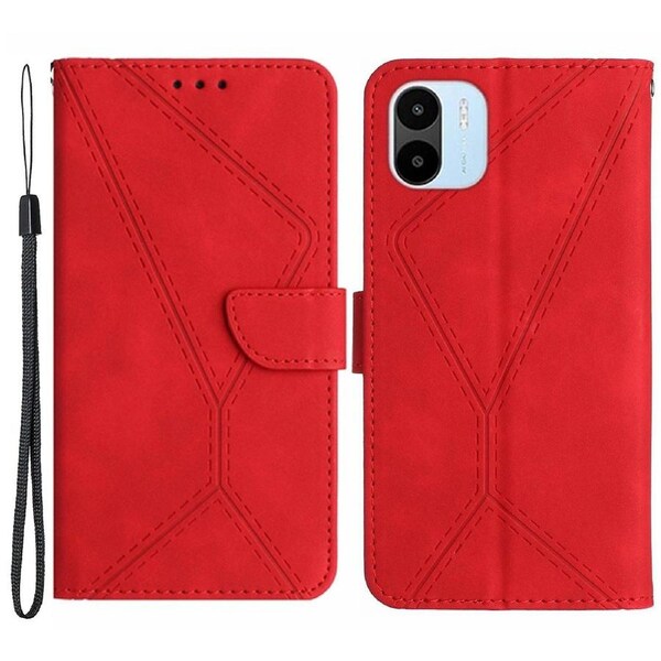 HT05 For Xiaomi Redmi A1 4G/A2 4G Stand Skin-touch Imprinted Line Phone Case Wallet Leather Cover