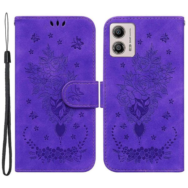 For Motorola Moto G13 4G/G23 4G/G53 5G Rose Stand Phone Cover Wallet Leather Case