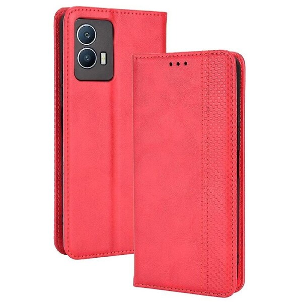 For Vivo Iqoo U5 Retro Leather Adjustable Stand ic Shell Mosaic Imprinted Wallet Style Cover