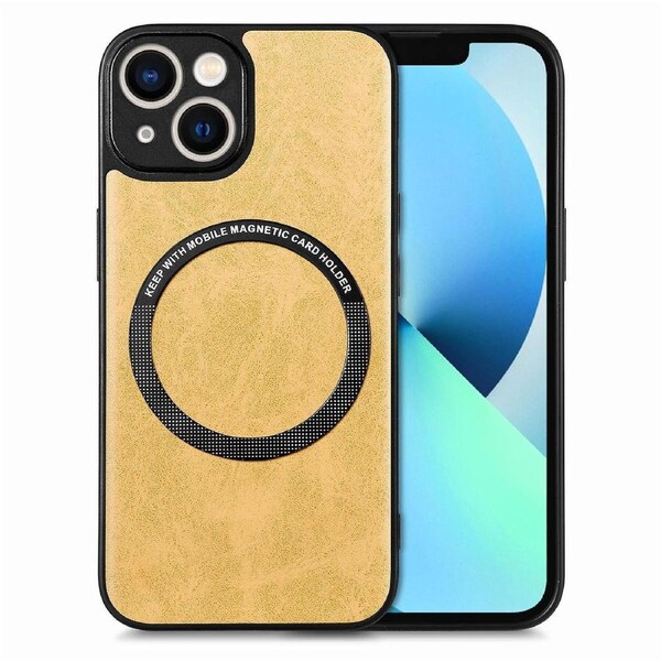 Car Mount Mobile Phone Case Compatible for iPhone 13,Metal Ring PU Leather Coated PC+TPU Cover