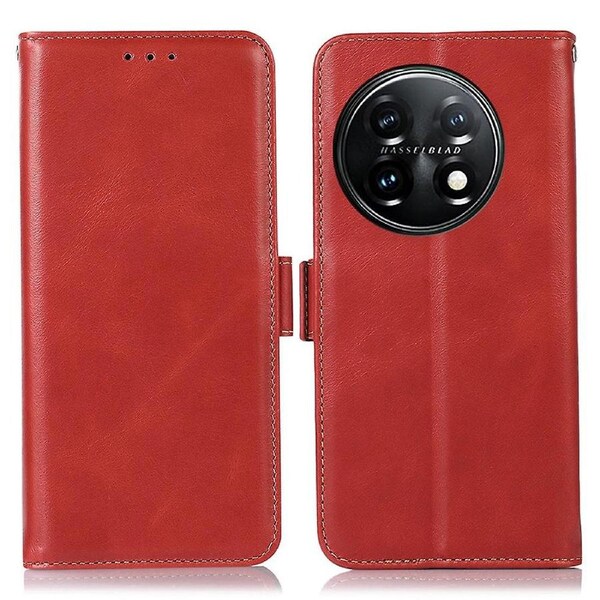 Shockproof Phone Case For OnePlus 11 5G,Genuine Cowhide Leather Phone Cover with Wallet Stand