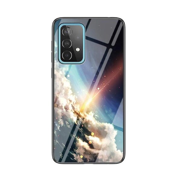 Starry Sky Pattern Printing Shell Glass + PC + TPU Hybrid Case for Samsung Galaxy A52 4G/5G/A52s 5G