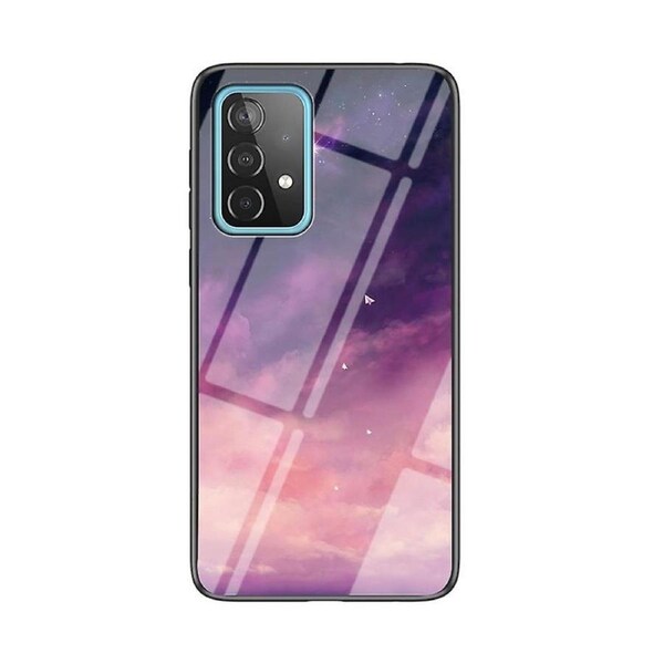 Starry Sky Printing Shell Glass + PC + TPU Hybrid Case for Samsung Galaxy A52 4G/5G/A52s 5G Sky