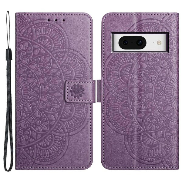 For Google Pixel 8 Case PU Leather Folio Stand View Cover - Purple