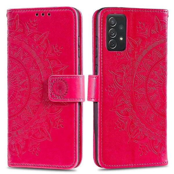 Imprinted Mandala Wallet Leather Case with Strap for Samsung Galaxy A52 4G/5G/A52s 5G