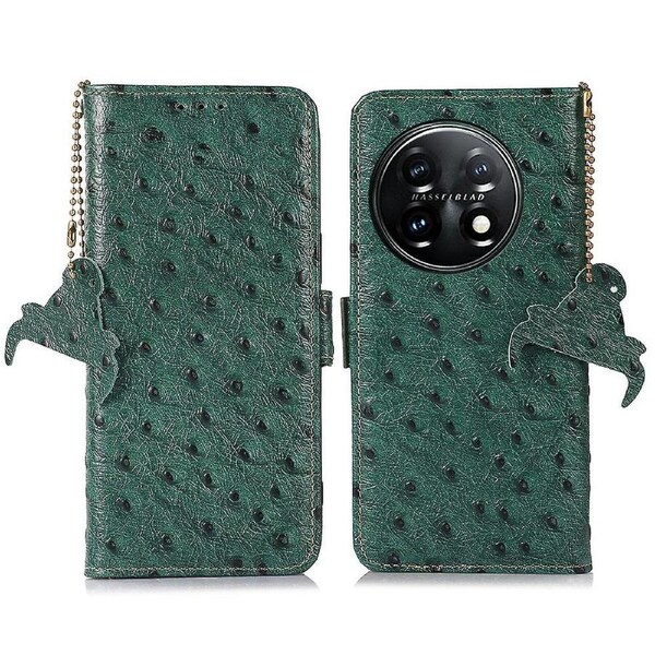 Phone Cover For OnePlus 11 5G,Ostrich Pattern Leather Shockproof Phone Case with Stand Wallet