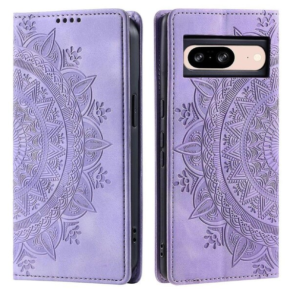 For Google Pixel 9 ic Phone Case Leather Imprinted Mandala Flower Pattern Cover