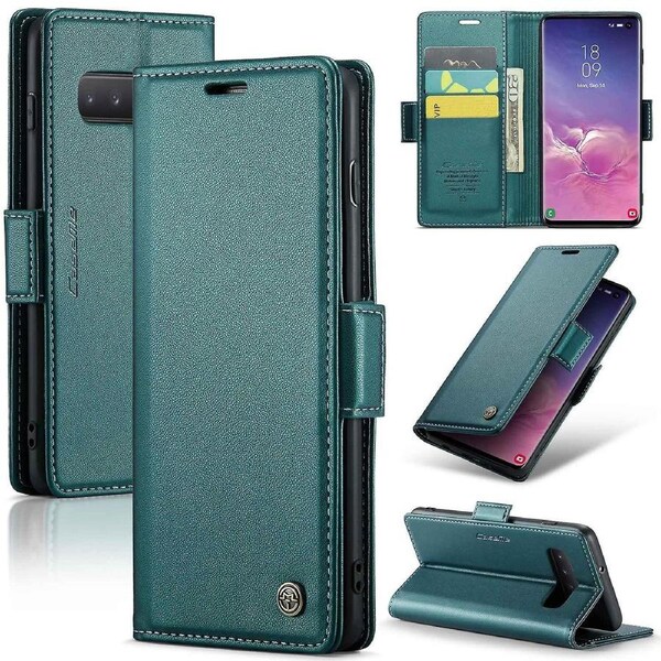 CASEME 023 Series For Samsung Galaxy S10 PU Leather RFID Blocking Case Wallet Stand Phone Cover