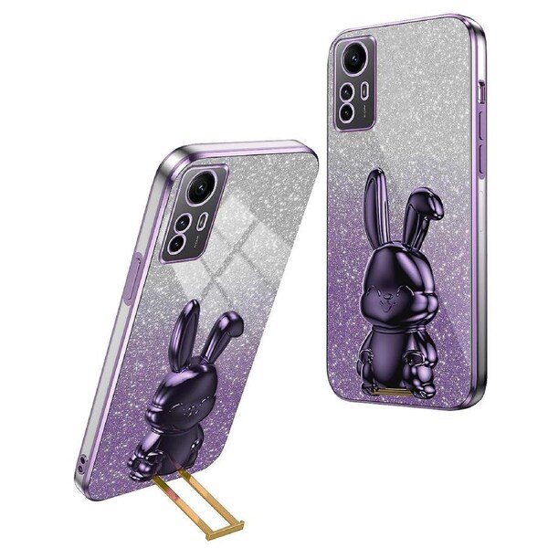 For Xiaomi Redmi Note 12S 4G Anti-shock Phone Case Glitter Pull-out Kickstand PC+TPU Cover