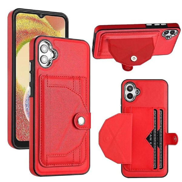 YB Leather Coating Series-4 for Samsung Galaxy A05 4G Case Card Slots Leather+TPU Kickstand Cover