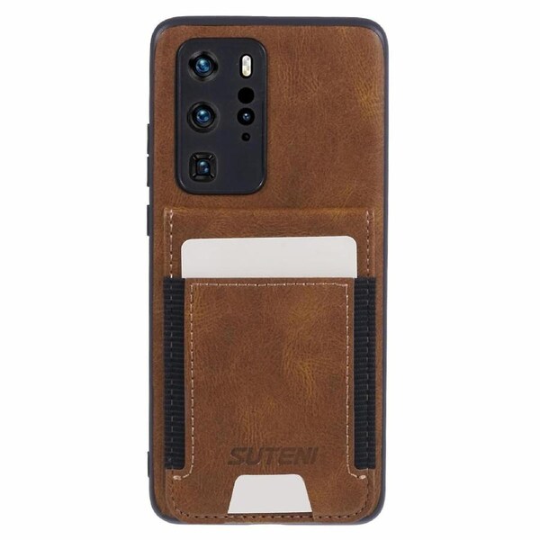 SUTENI H03 For Huawei P40 Pro Case Leather+TPU Kickstand Back Cover with Waxy Texture