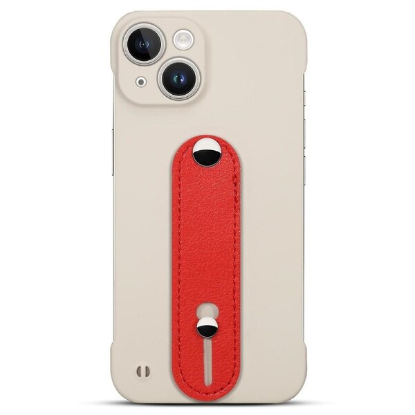 Frameless Phone Cover for iPhone 13,Hard PC Phone Back Case with Leather Kickstand Hand Strap