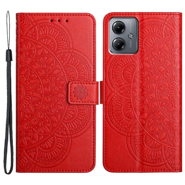 For Motorola Moto G14 4G Case Flower Imprinted PU Leather Phone Cover with Card Slots