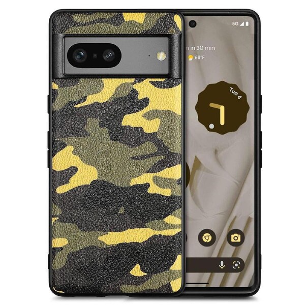 For Google Pixel 7a 5G Camouflage Pattern Phone Case PU Leather Coated PC+TPU Cell Phone Cover