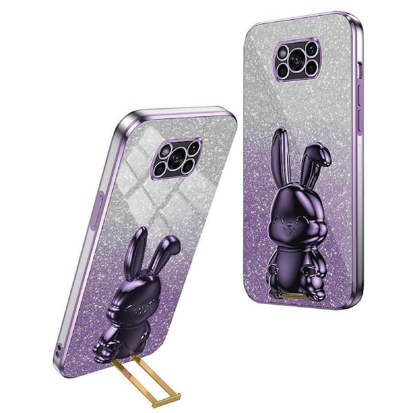 For Xiaomi Poco X3/Poco X3 NFC Electroplating Cellphone Case Pull-out Kickstand PC+TPU Cover