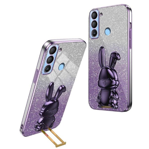 For Transsion Tecno Pop 5 LTE 4G Cell Phone Cases Pull-out Kickstand Cartoon Rabbit Cover