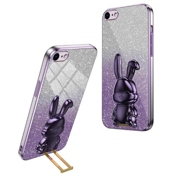 For iPhone 6/7/8/SE (2020)/SE (2022) Cartoon Rabbit Kickstand Cover Anti-collision Phone Case