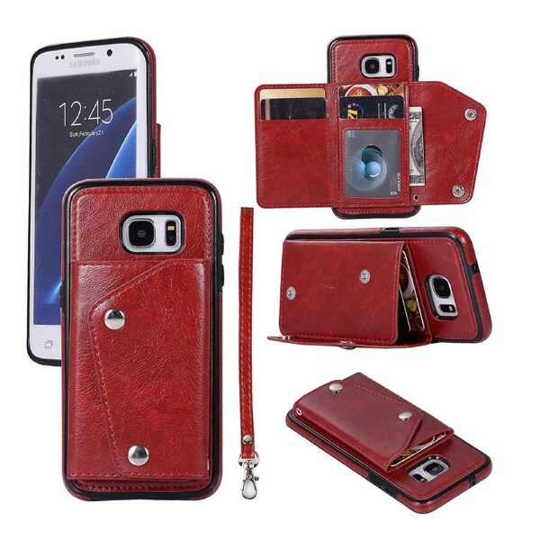 For Samsung S7 Edge Wallet Back Cover, PU Leather Case With Card Holder Phone Case