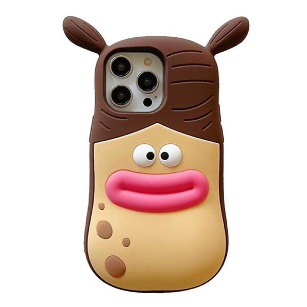 For iPhone 15 Pro 3D Fun Braid Girl Silicone Phone Case