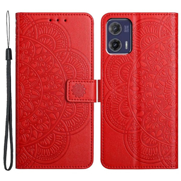 For Motorola Moto G53 5G Case PU Leather Imprinted Flower ic Card Slots Phone Cover