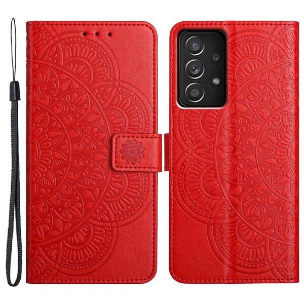 For Samsung Galaxy A33 5G Case PU Leather Flower Pattern Wallet Style Flip Phone Cover