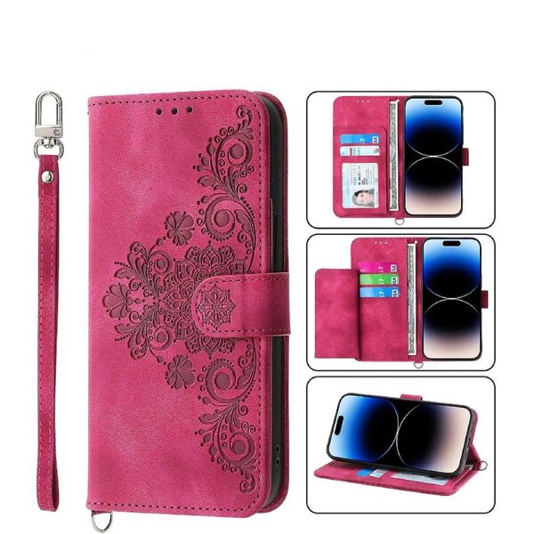 For iPhone 13 Pro Case, Leather Wallet Flip Case With Strap