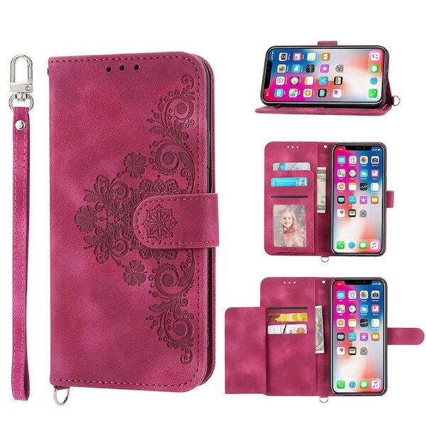 For iPhone Xs Max Case, Leather Wallet Flip Case With Strap