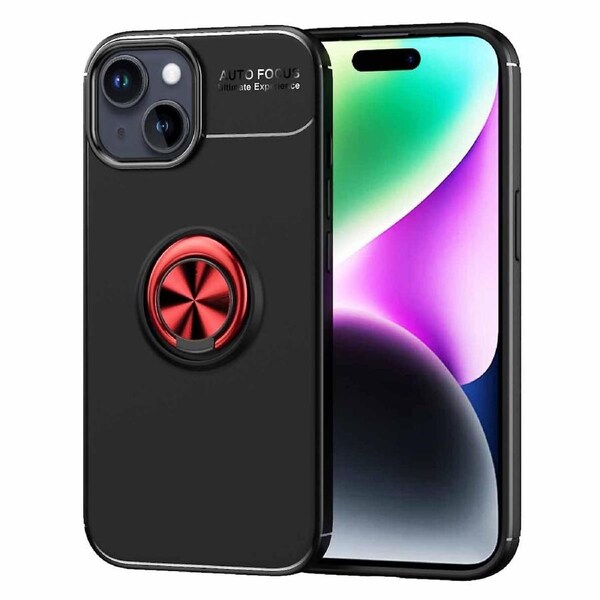 TPU Phone Case for iPhone 15 ,Ring Holder Kickstand Anti-scratch Phone Back Cover/Red