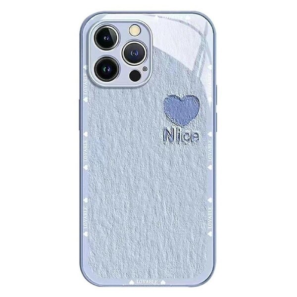 For iPhone 14 Pro Tempered Glass+TPU Phone Cover Metal Paint Heart Decor Oil Painting Phone Case