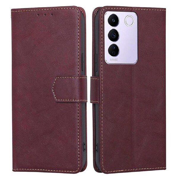Cowhide Texture Wallet Phone Case for vivo S16e 5G RFID Blocking PU Leather Phone Cover with Stand
