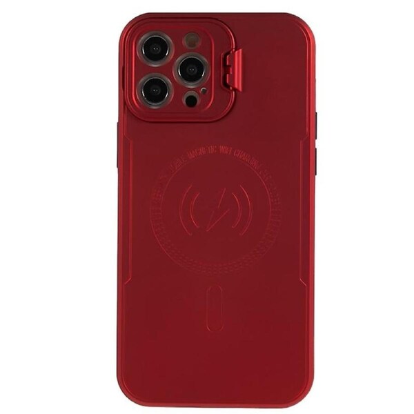 For iPhone 12 Pro Max 6.7 inch Lens Frame Kickstand Cover PC+TPU Phone Case Compatible with MagSafe