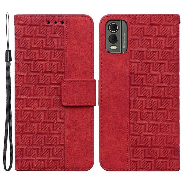 For Nokia C32 Wallet Phone Case PU Leather Geometry Pattern Imprinted Stand Flip Cover