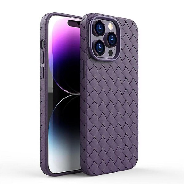 For iPhone 15 Pro Heat Dissipation Phone Case Woven Texture TPU Back Cover