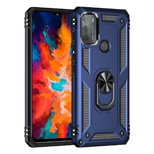 Drop-Proof Hybrid Phone Cover Shell with Ring Kickstand for Motorola Moto G50