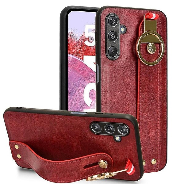 For Samsung Galaxy M34 5G/F34 5G Phone Case Wristband Kickstand Bottle Opener Leather+PC+TPU Cover