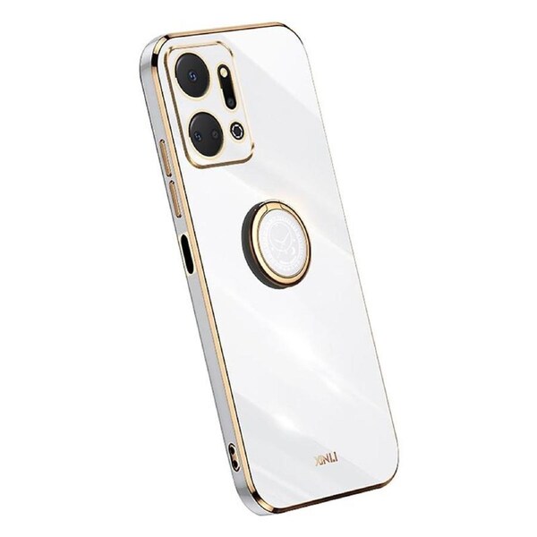 XINLI For Honor X7a 5G Ring Holder Kickstand Soft TPU Case Electroplating Protective Phone Cover
