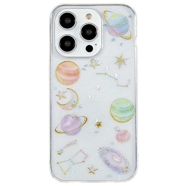 For iPhone 15 Pro Max TPU Phone Case Epoxy Design Star Planet Pattern Soft Phone Cover Shell
