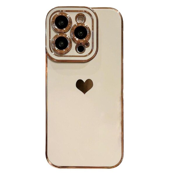 For iPhone 14 Pro Phone Cover 6D Electroplating Side Love Heart Soft TPU Phone Case